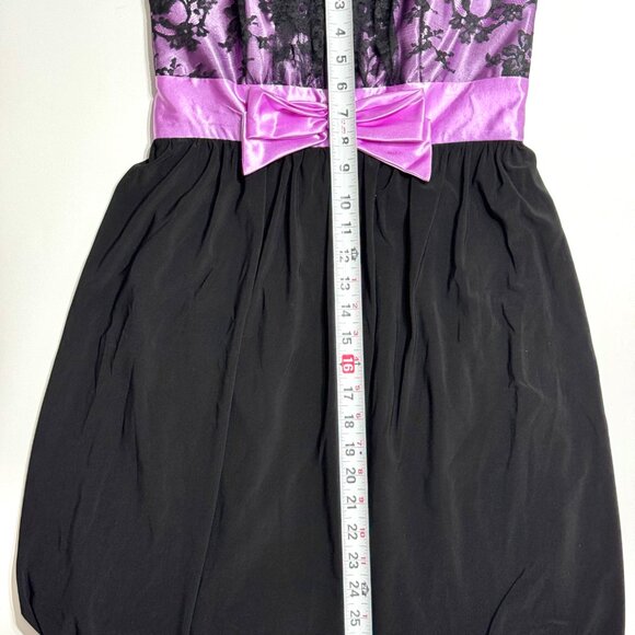 Vtg Y2K Gunne Sax Strapless Dress Bubble Hem Purple Bow Lace Prom Party Lavender - Picture 12 of 15